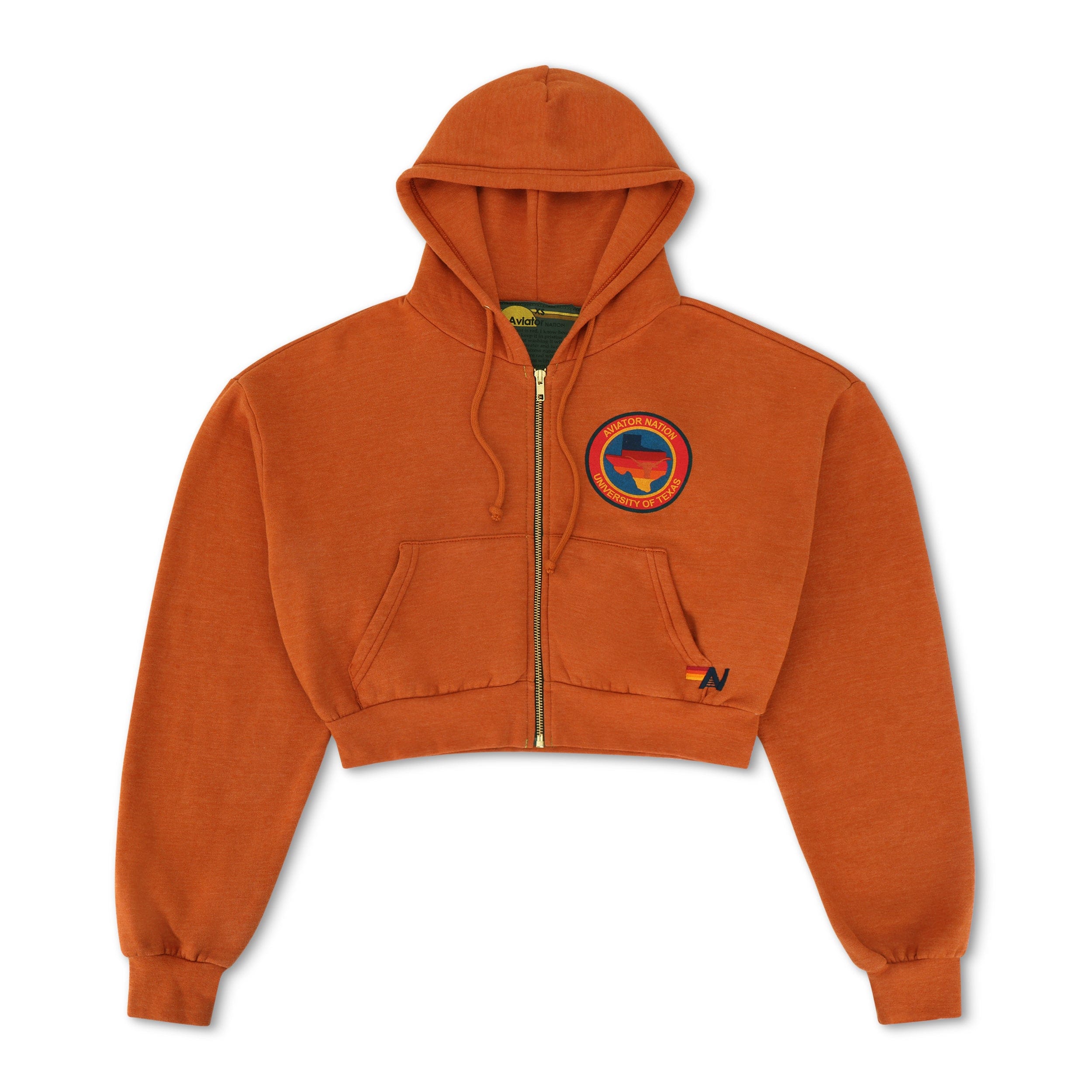 UNIVERSITY OF TEXAS LONGHORNS RELAXED CIRCLE CROPPED HOODIE - BURNT ORANGE - Image 3