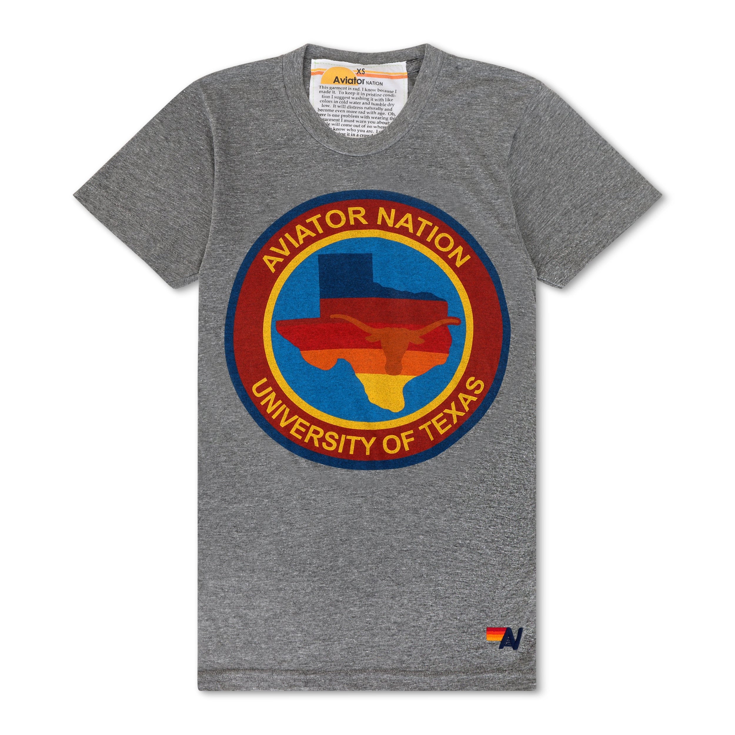 UNIVERSITY OF TEXAS CIRCLE PRINT CREW TEE SHIRT - HEATHER - Image 5