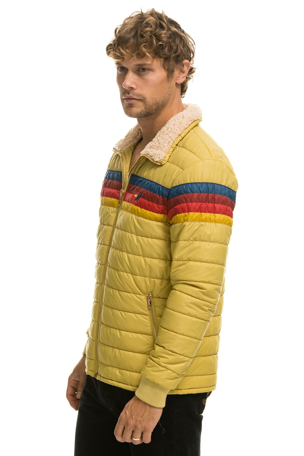 4 STRIPE RAINBOW SLEEVE JACKET - KHAKI - Image 5