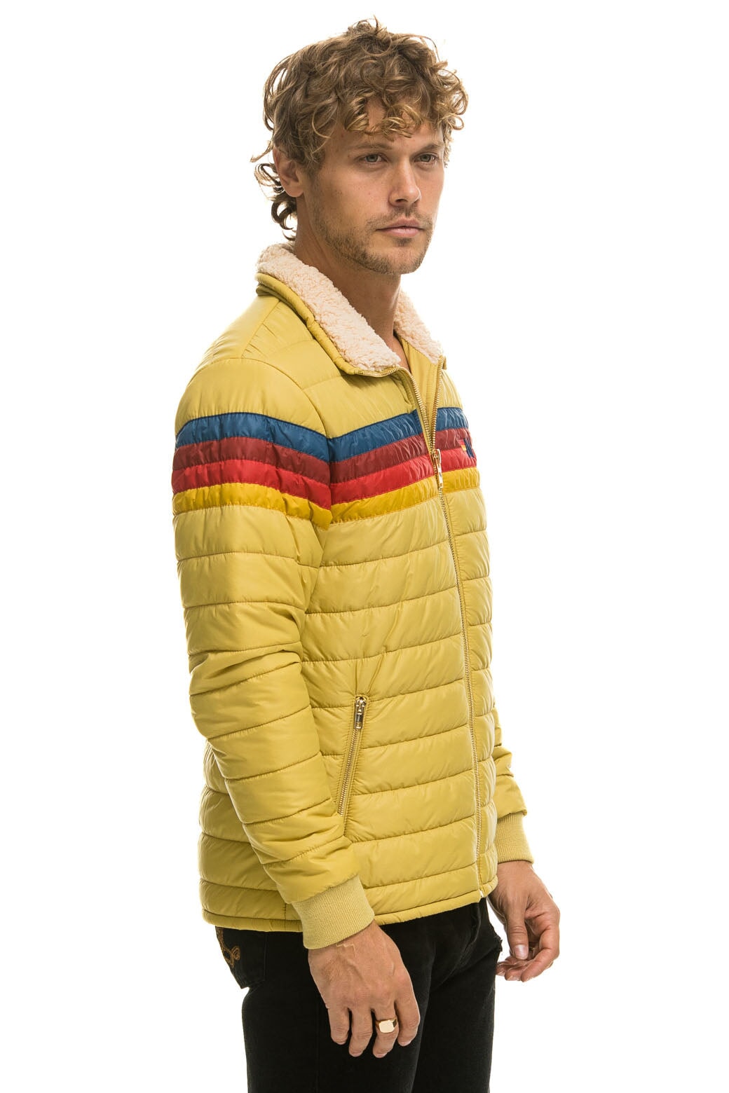 4 STRIPE RAINBOW SLEEVE JACKET - KHAKI - Image 2