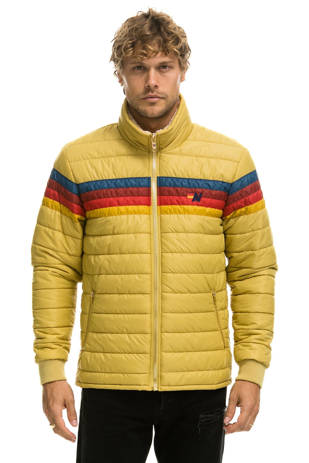 4 STRIPE RAINBOW SLEEVE JACKET - KHAKI - Image 3