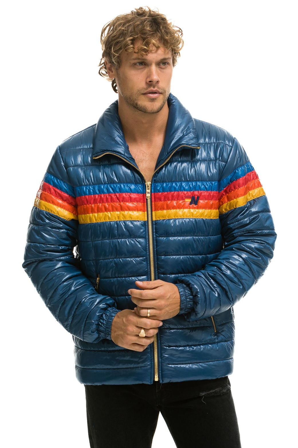 4 STRIPE TRAVELER JACKET - GLOSSY DEEP BLUE - Image 6