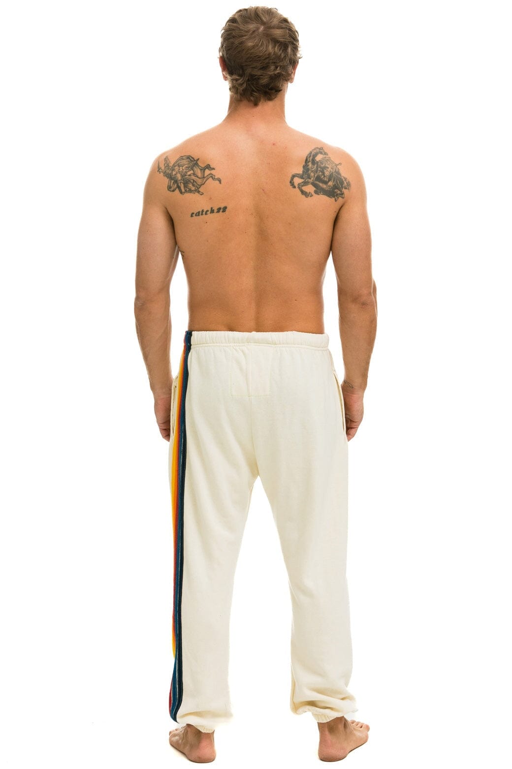 5 STRIPE SWEATPANTS - VINTAGE WHITE - Image 4