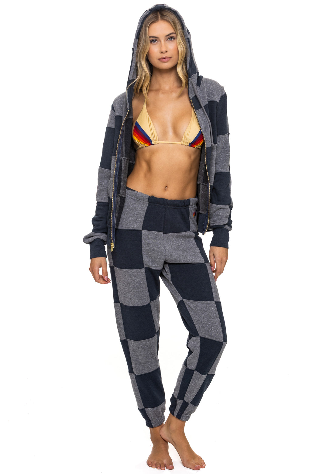 CHECK QUILTED SWEATPANTS - HEATHER // CHARCOAL - Image 4