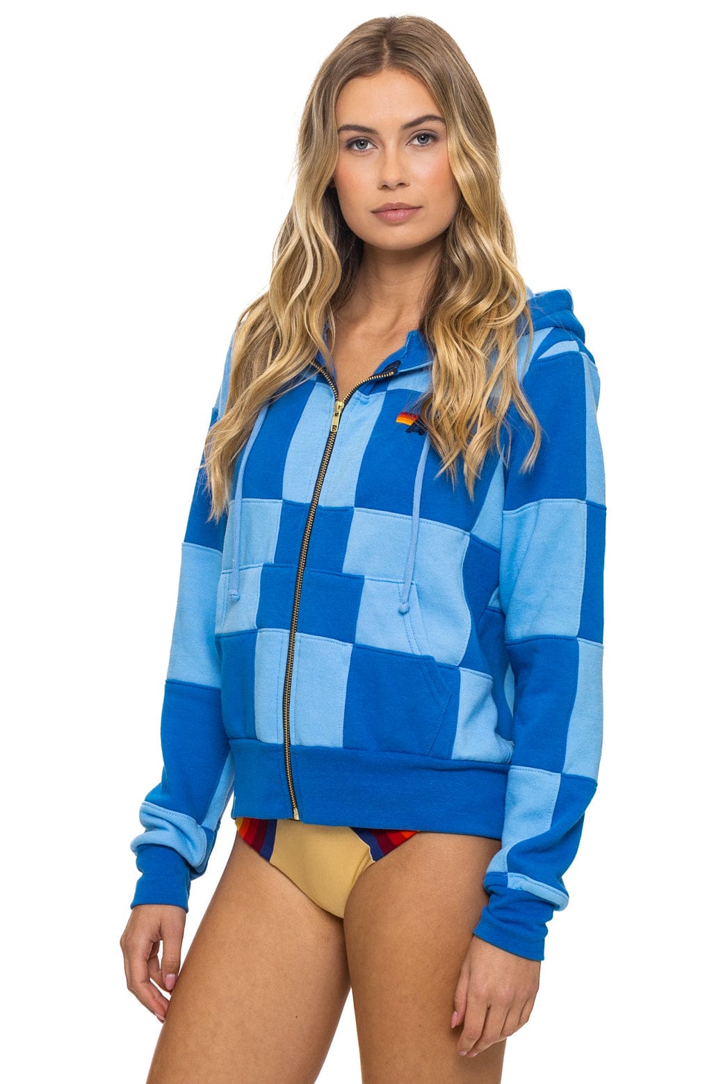 CHECK QUILT ZIP HOODIE - SKY // ADVENTURE BLUE - Image 5