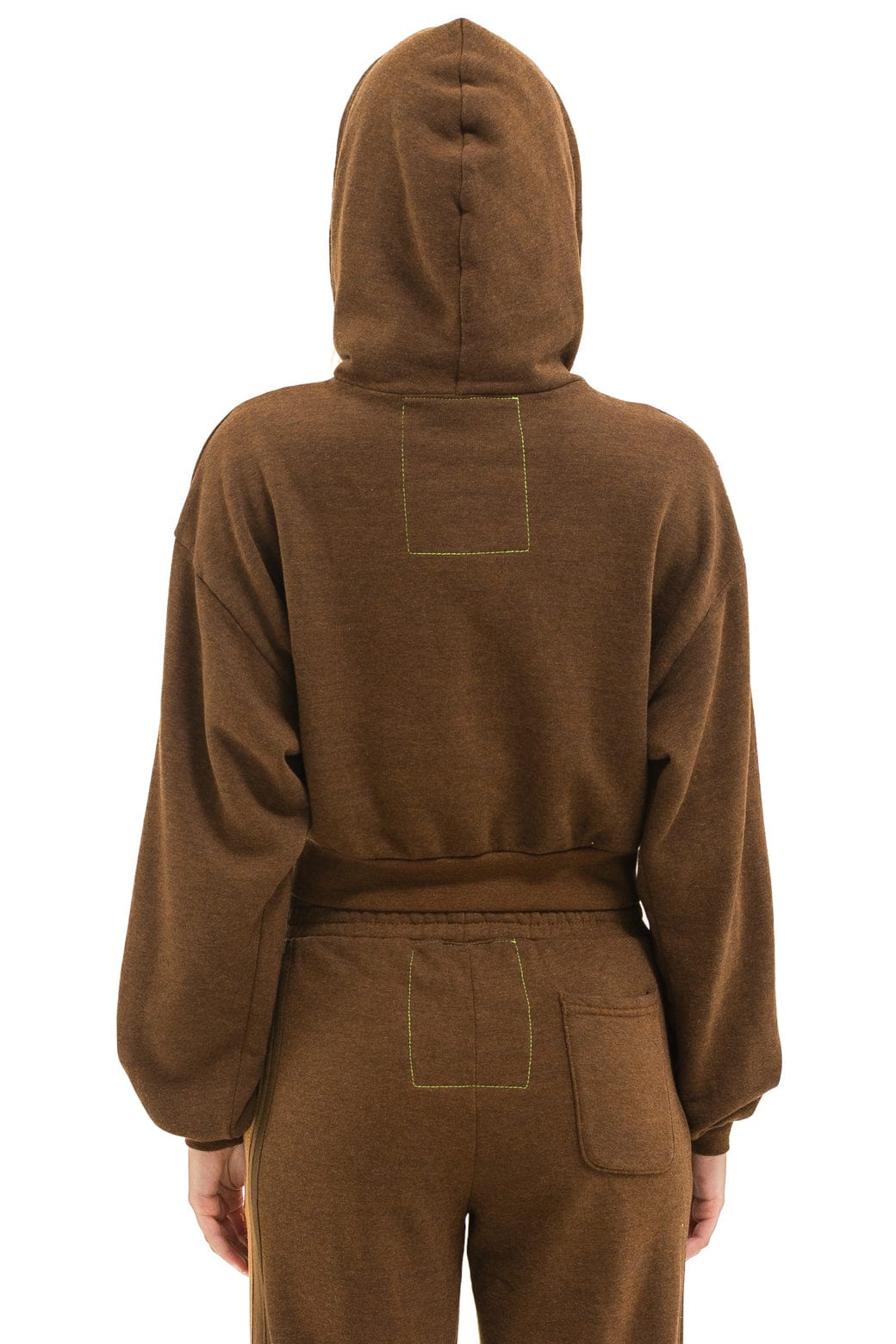 5 STRIPE CROPPED ZIP HOODIE RELAXED - CHOCOLATE // ESPRESSO - Image 5