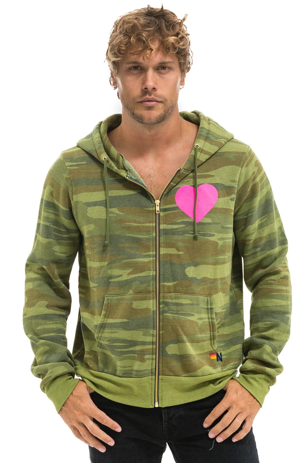 HEART 2 HOODIE - CAMO // NEON PINK - Image 2