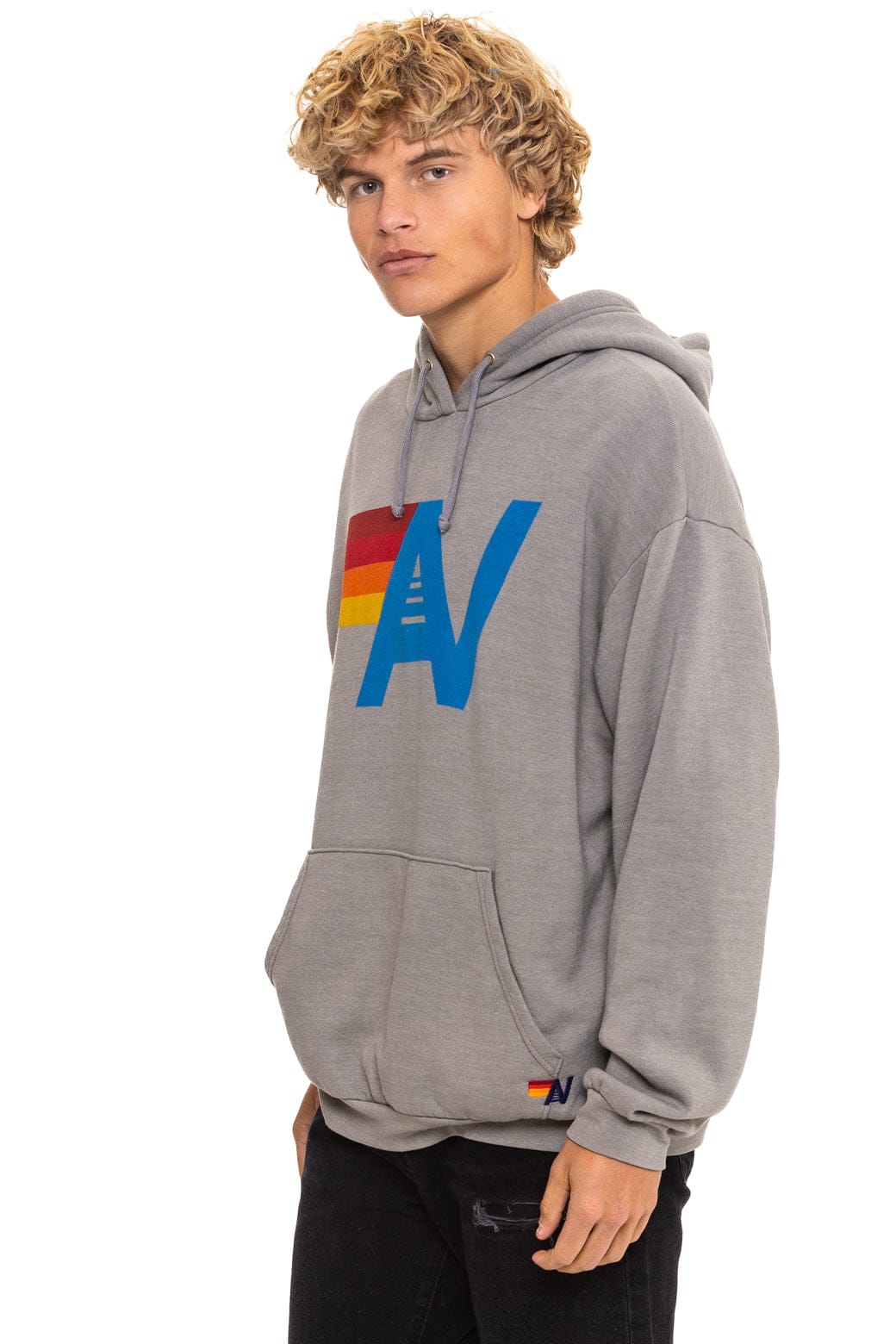 LOGO PULLOVER RELAXED HOODIE - SLATE - Image 4