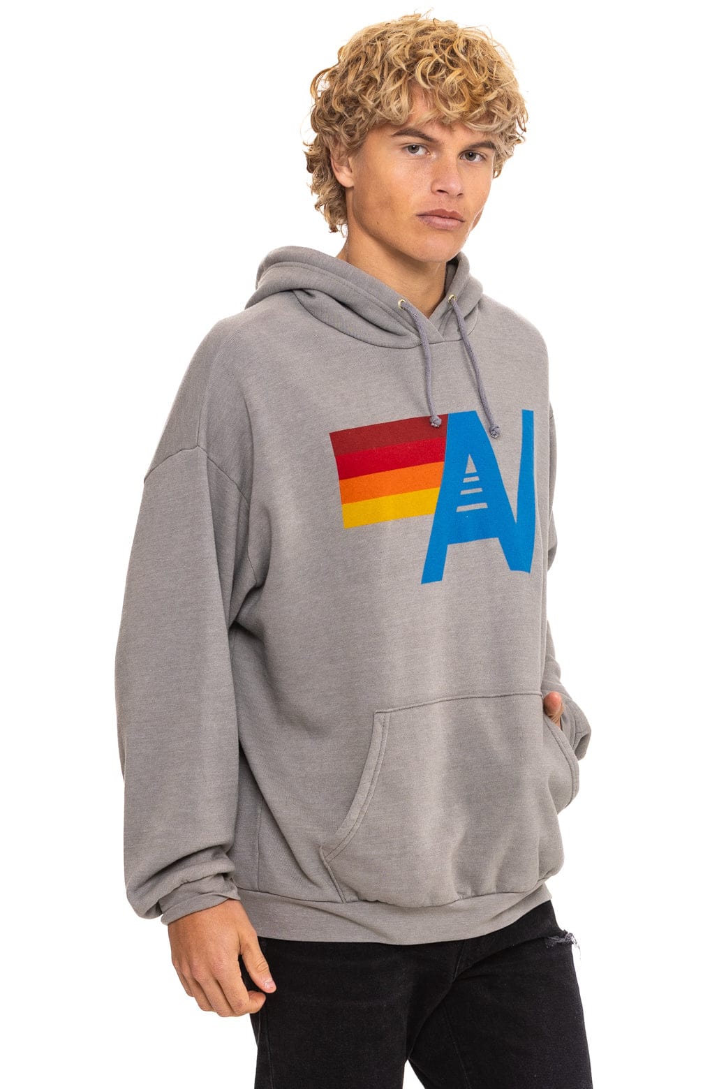 LOGO PULLOVER RELAXED HOODIE - SLATE - Image 6