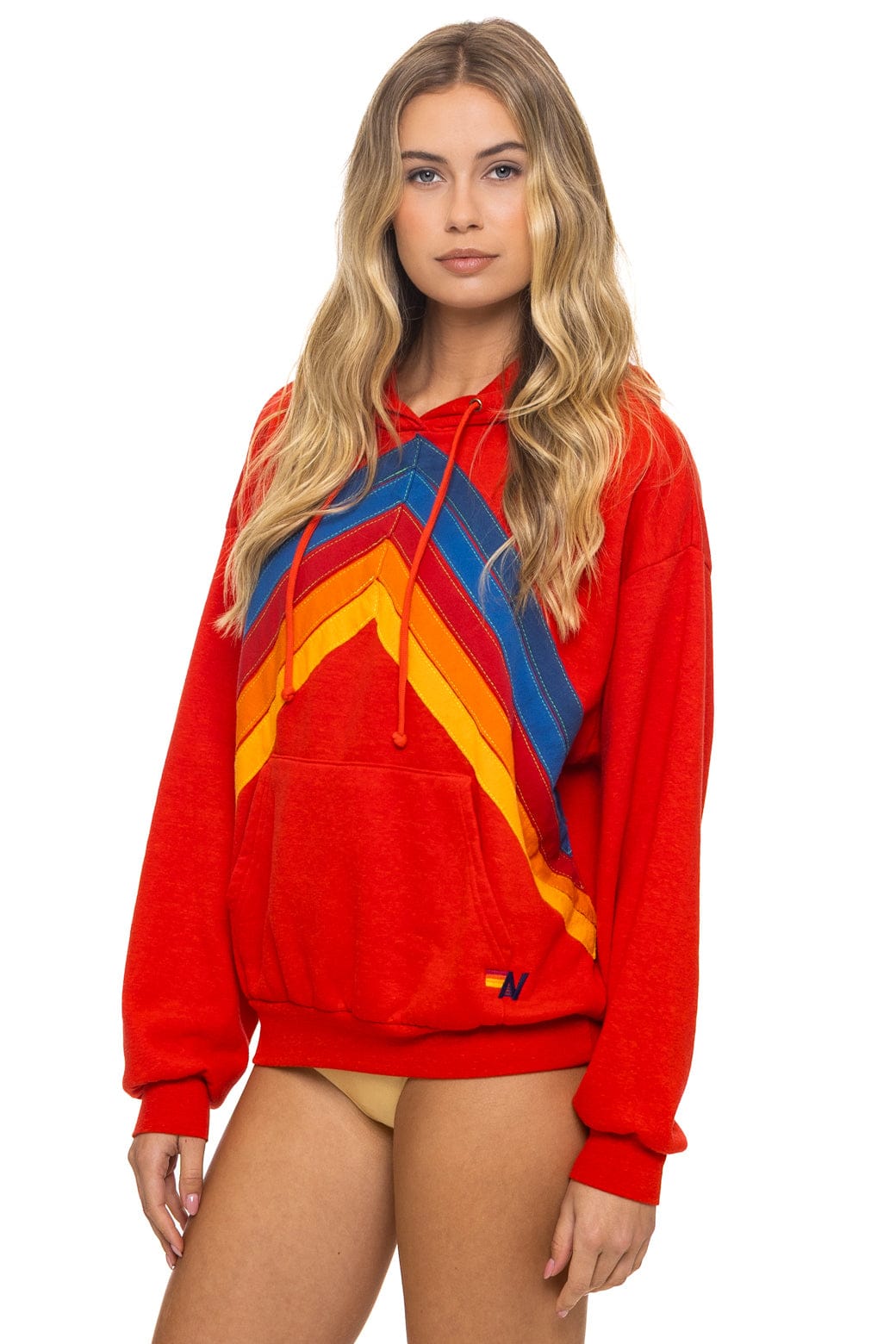 MOUNTAIN STITCH CHEVRON PULLOVER HOODIE RELAXED - RED - Image 4