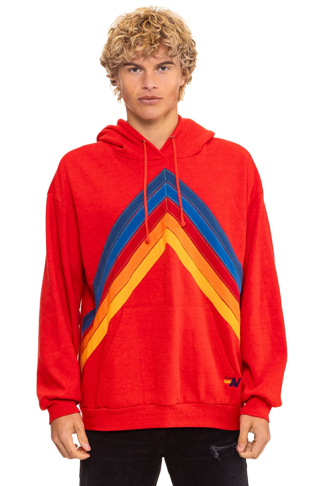 MOUNTAIN STITCH CHEVRON PULLOVER HOODIE RELAXED - RED - Image 7