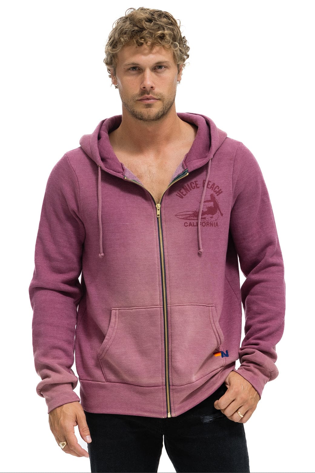 VENICE SURFER ZIP HOODIE - FADED BERRY - Image 8