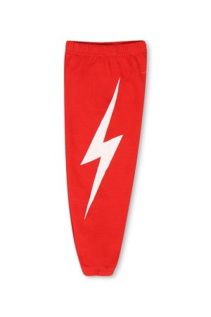 KIDS BOLT PRINT SWEATPANTS - RED // WHITE