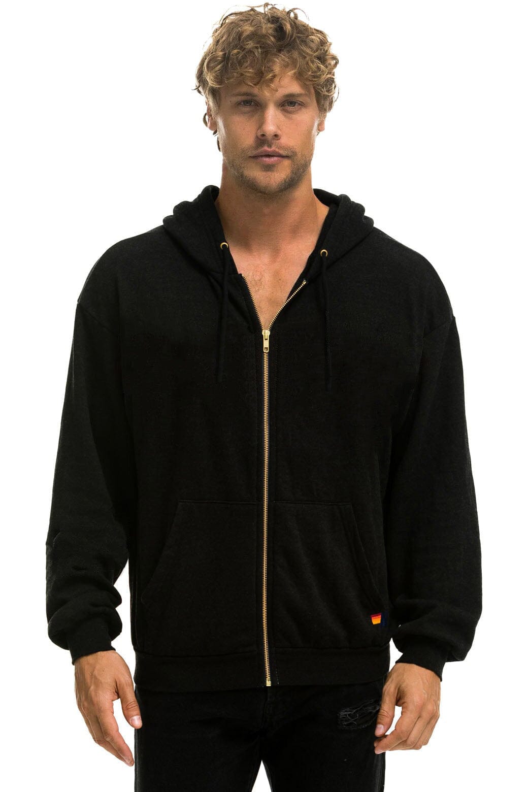 LOCALS ONLY RELAXED ZIP HOODIE - BLACK - Image 4