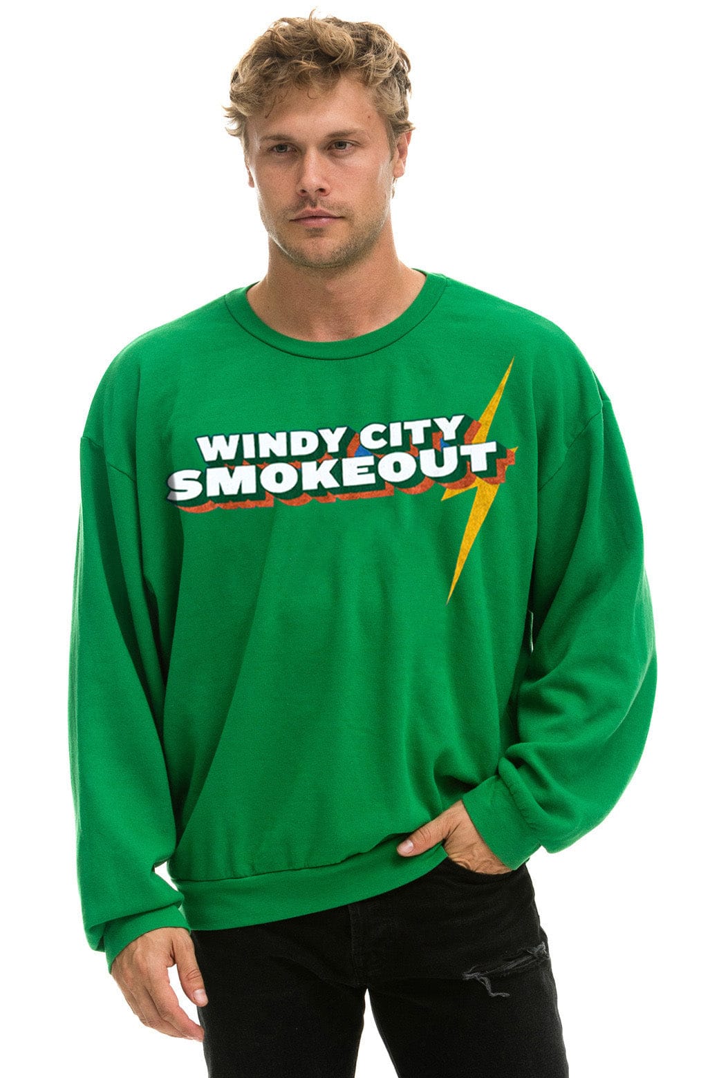 WINDY CITY SMOKEOUT 2025 CREW SWEATSHIRT RELAXED - KELLY GREEN - Image 2