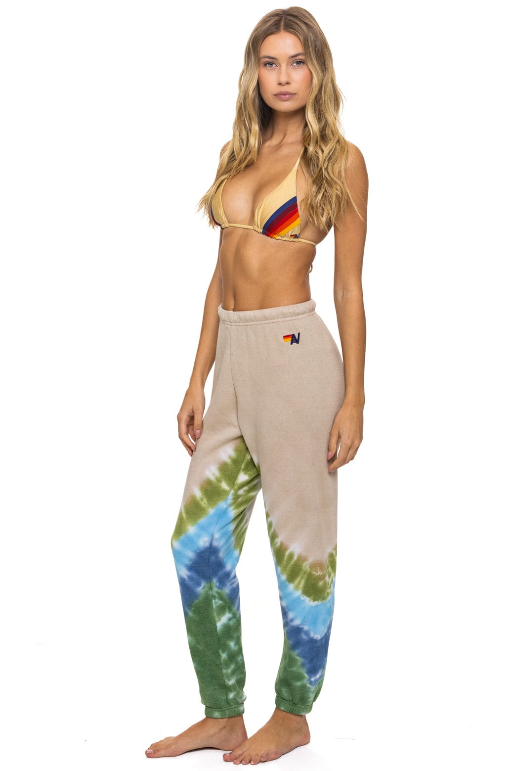HAND DYED V SWEATPANTS - TIE DYE SAND // BLUE GREEN - Image 3