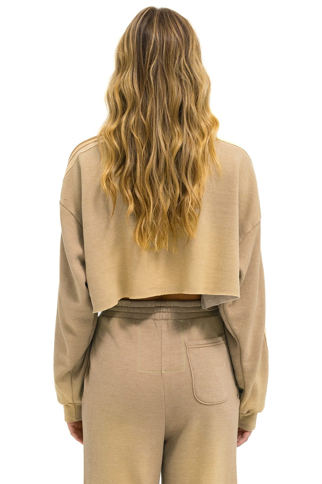 CLASSIC STRIPE CROPPED CREW SWEATSHIRT RELAXED - FADED TAN - Image 4