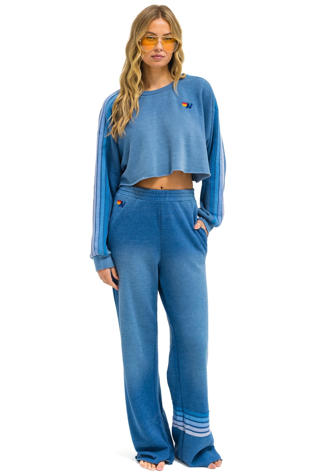RUGBY STITCH WIDE LEG POCKET SWEATPANTS - FADED WATER - Image 5