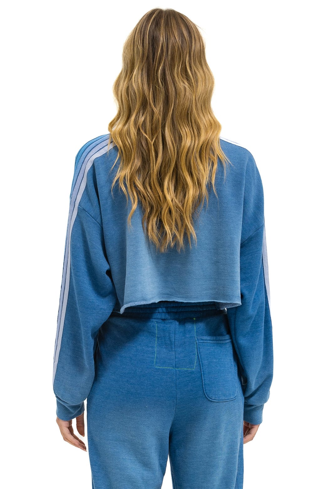 CLASSIC STRIPE CROPPED CREW SWEATSHIRT RELAXED - FADED WATER - Image 4