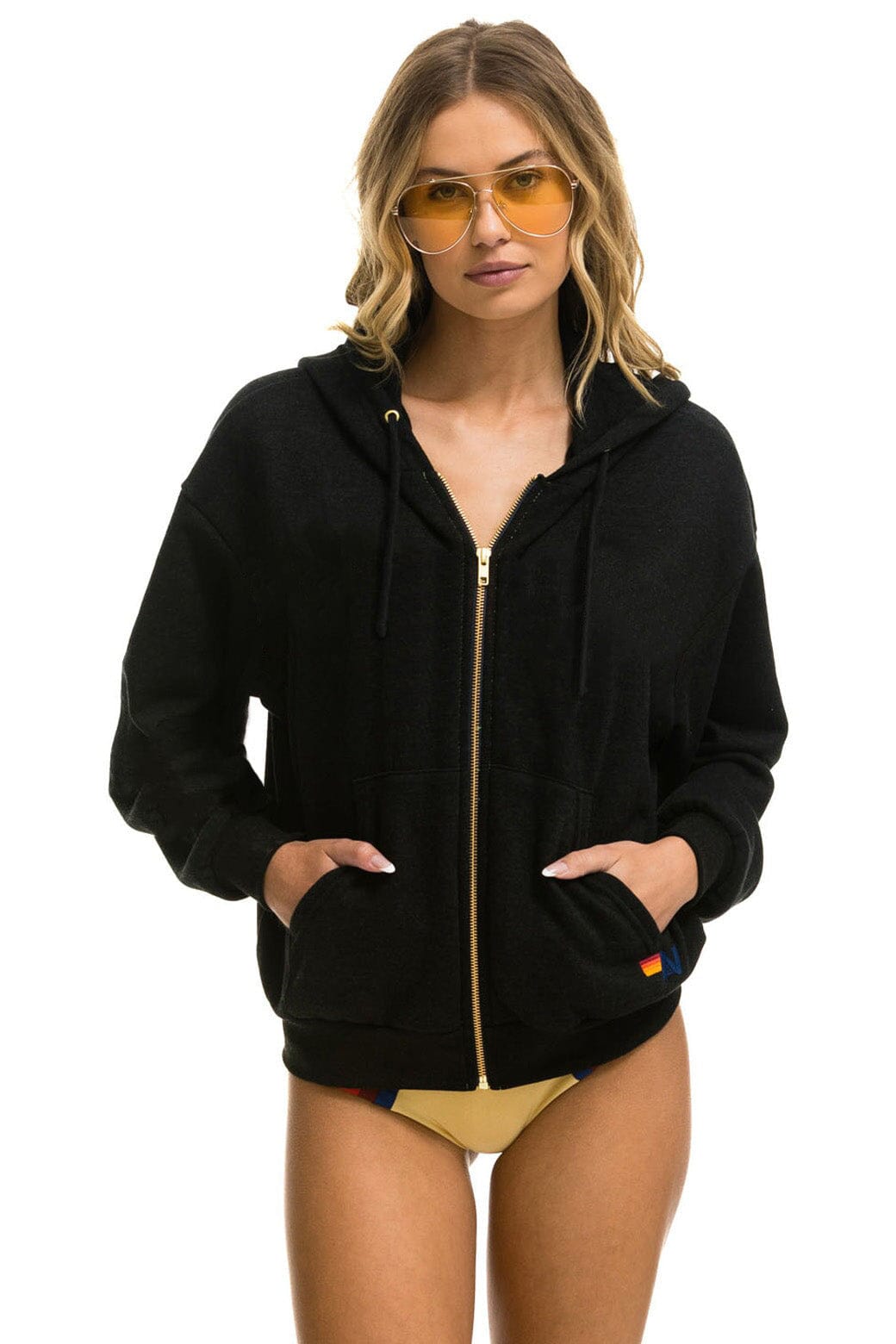 LOCALS ONLY RELAXED ZIP HOODIE - BLACK - Image 2