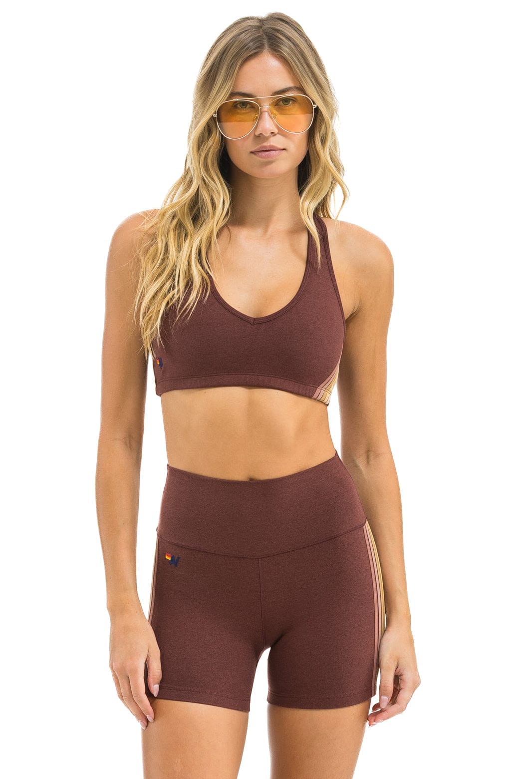 WOMEN'S 5 STRIPE SPORTS BRA - MOCHA - Image 2