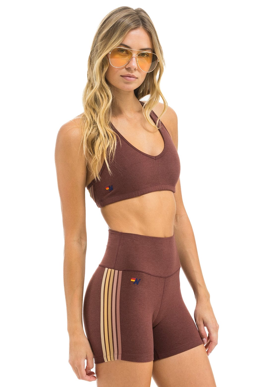 WOMEN'S 5 STRIPE SPORTS BRA - MOCHA - Image 3
