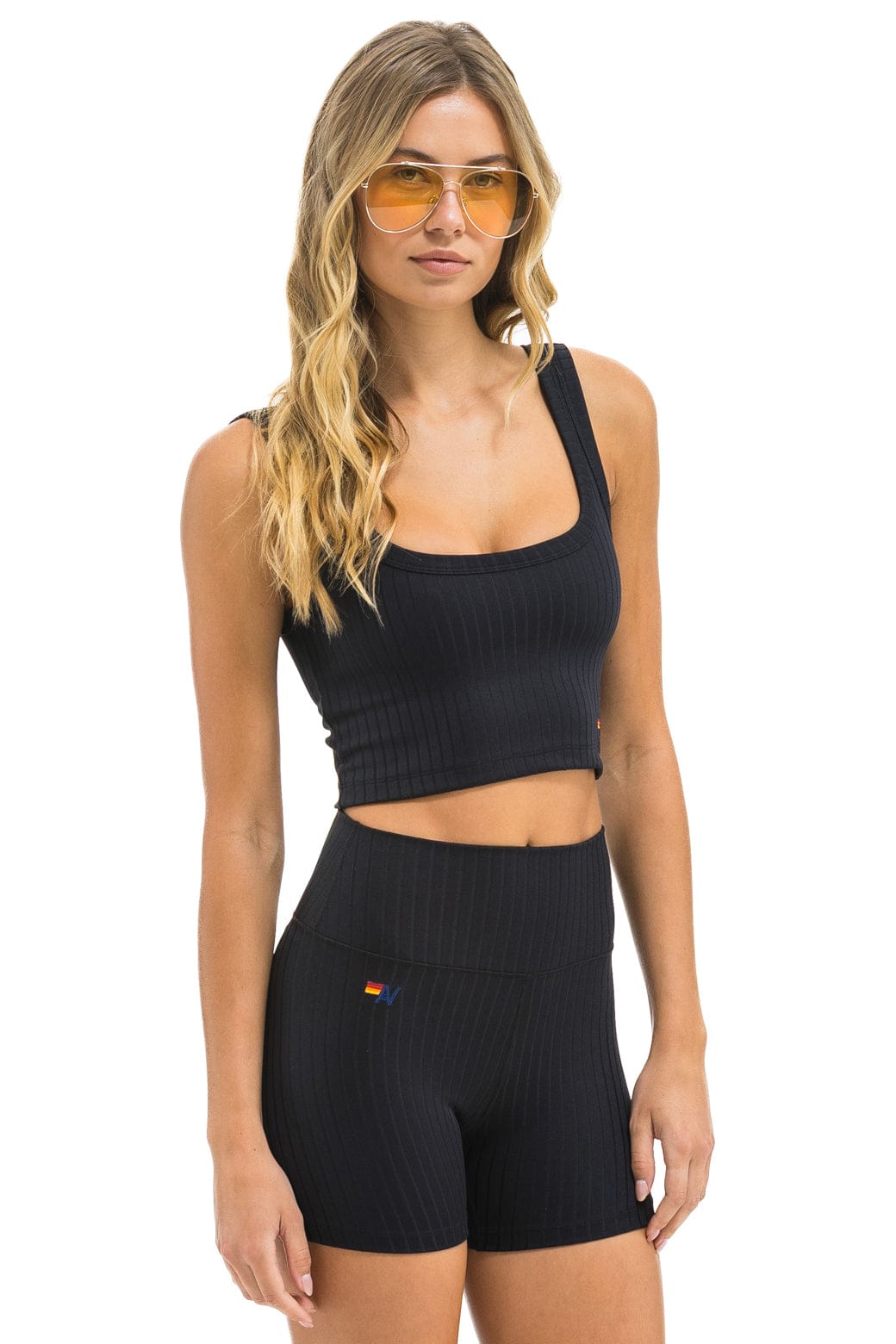 WIDE RIB WOMEN'S SCOOP BACK SPORTS TANK - BLACK - Image 4