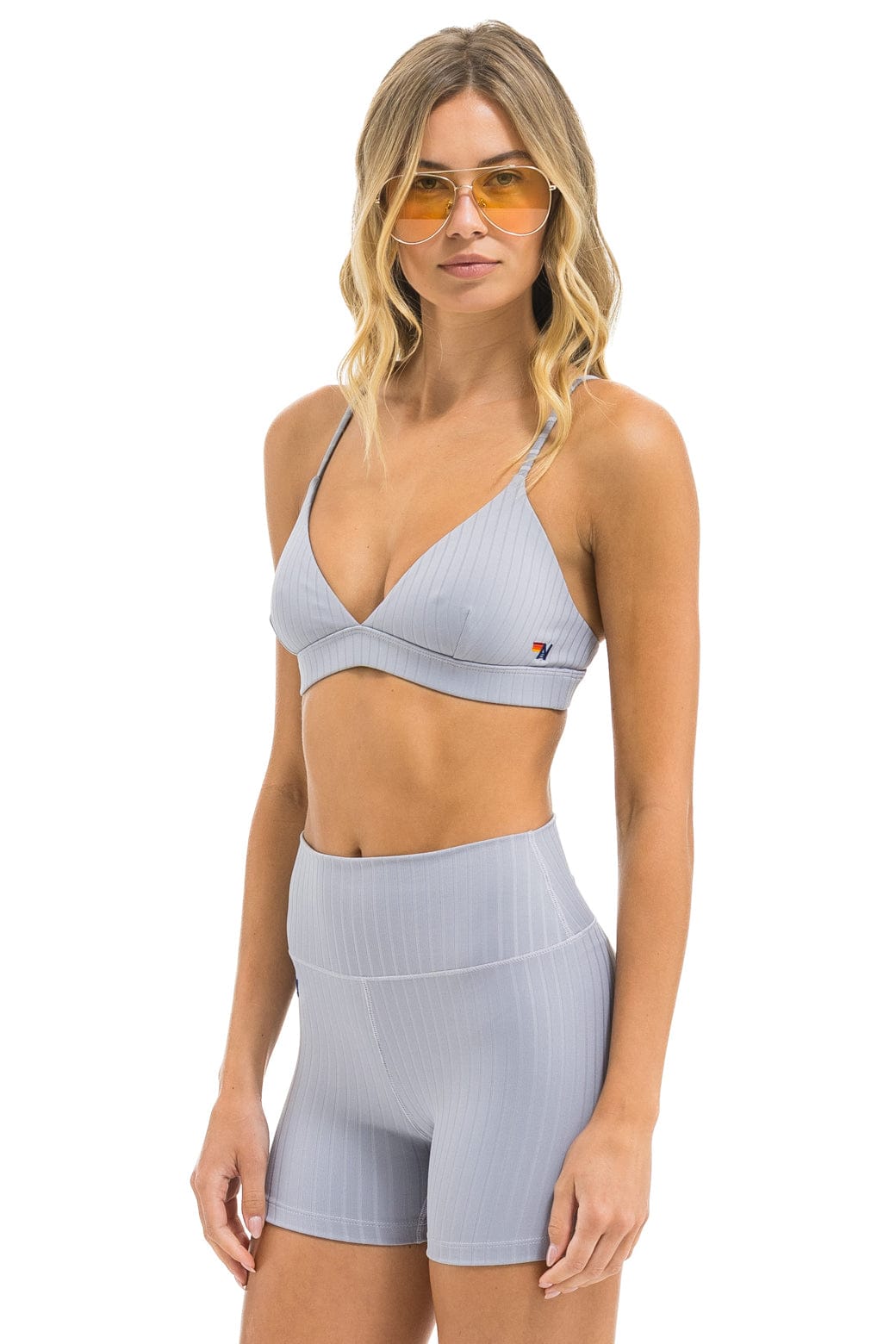 WIDE RIB TRIANGLE ADJUSTABLE SPORTS BRA - LIGHT GREY - Image 3