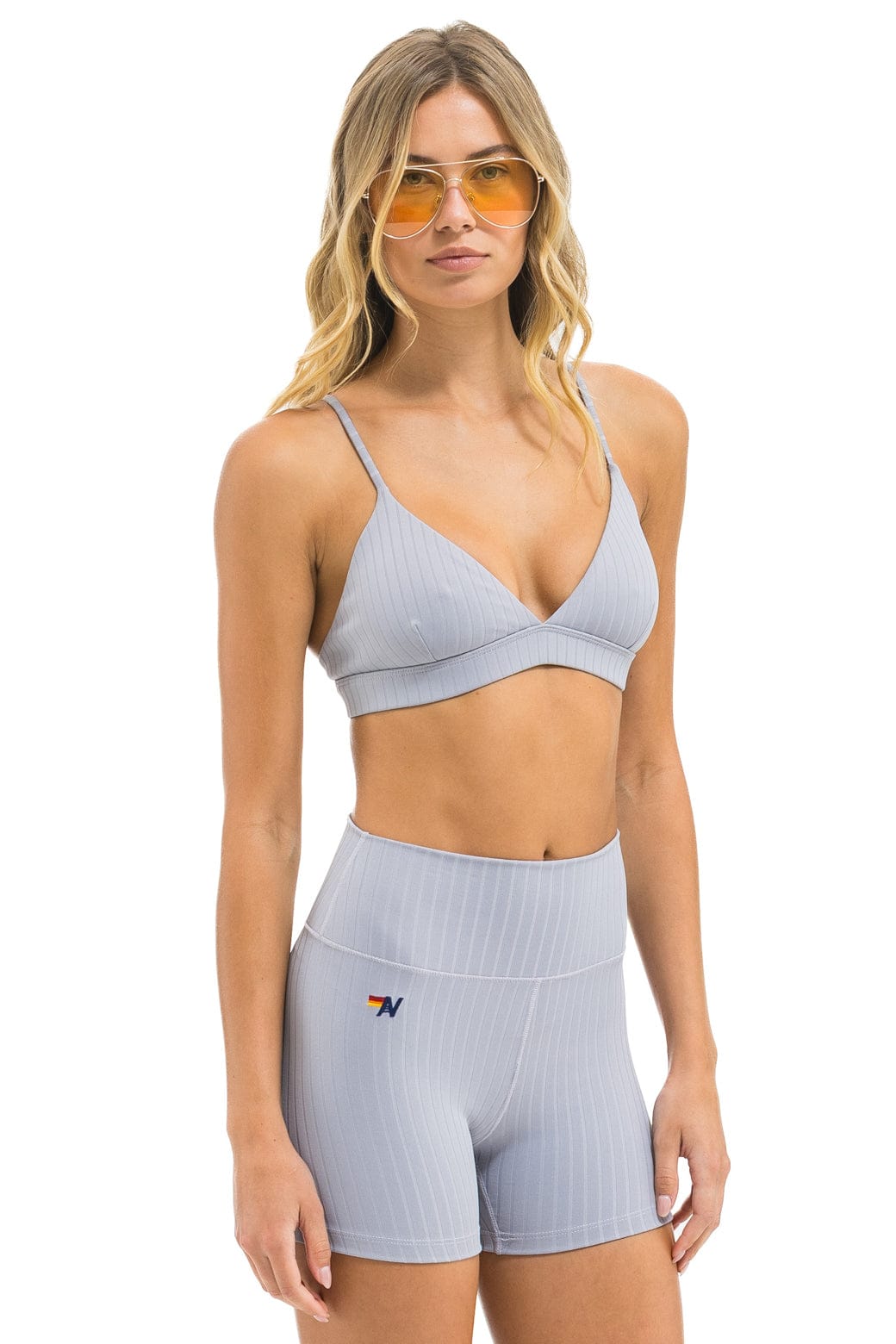WIDE RIB TRIANGLE ADJUSTABLE SPORTS BRA - LIGHT GREY - Image 2