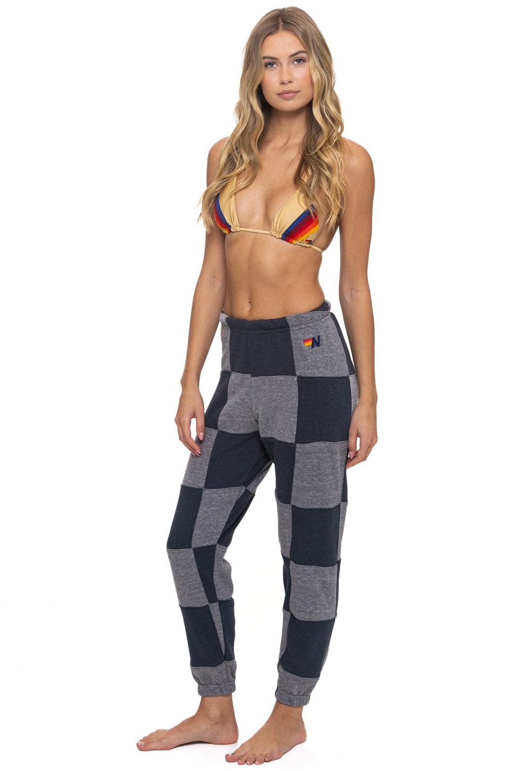 CHECK QUILTED SWEATPANTS - HEATHER // CHARCOAL - Image 3