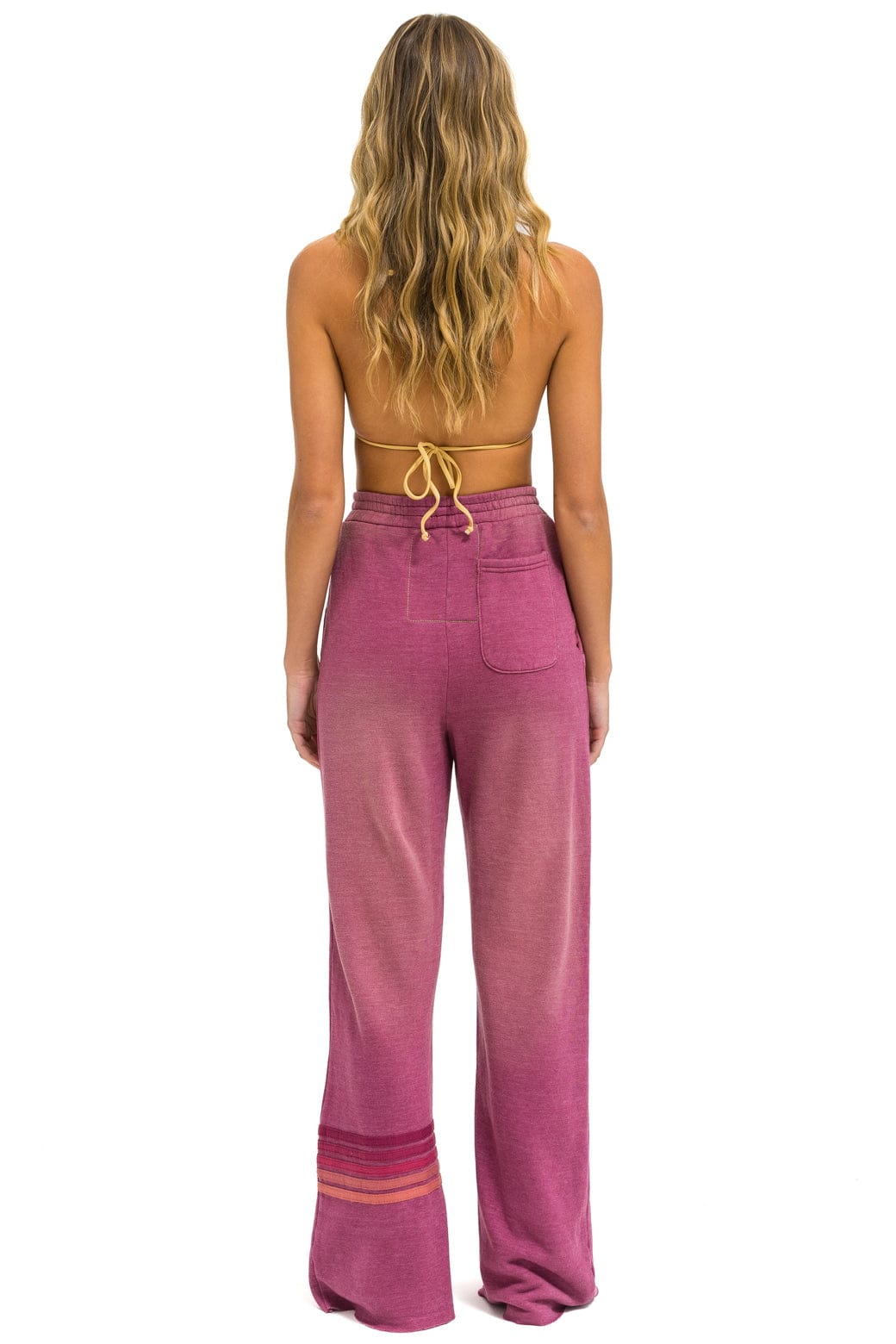 RUGBY STITCH WIDE LEG POCKET SWEATPANTS - FADED BERRY - Image 4