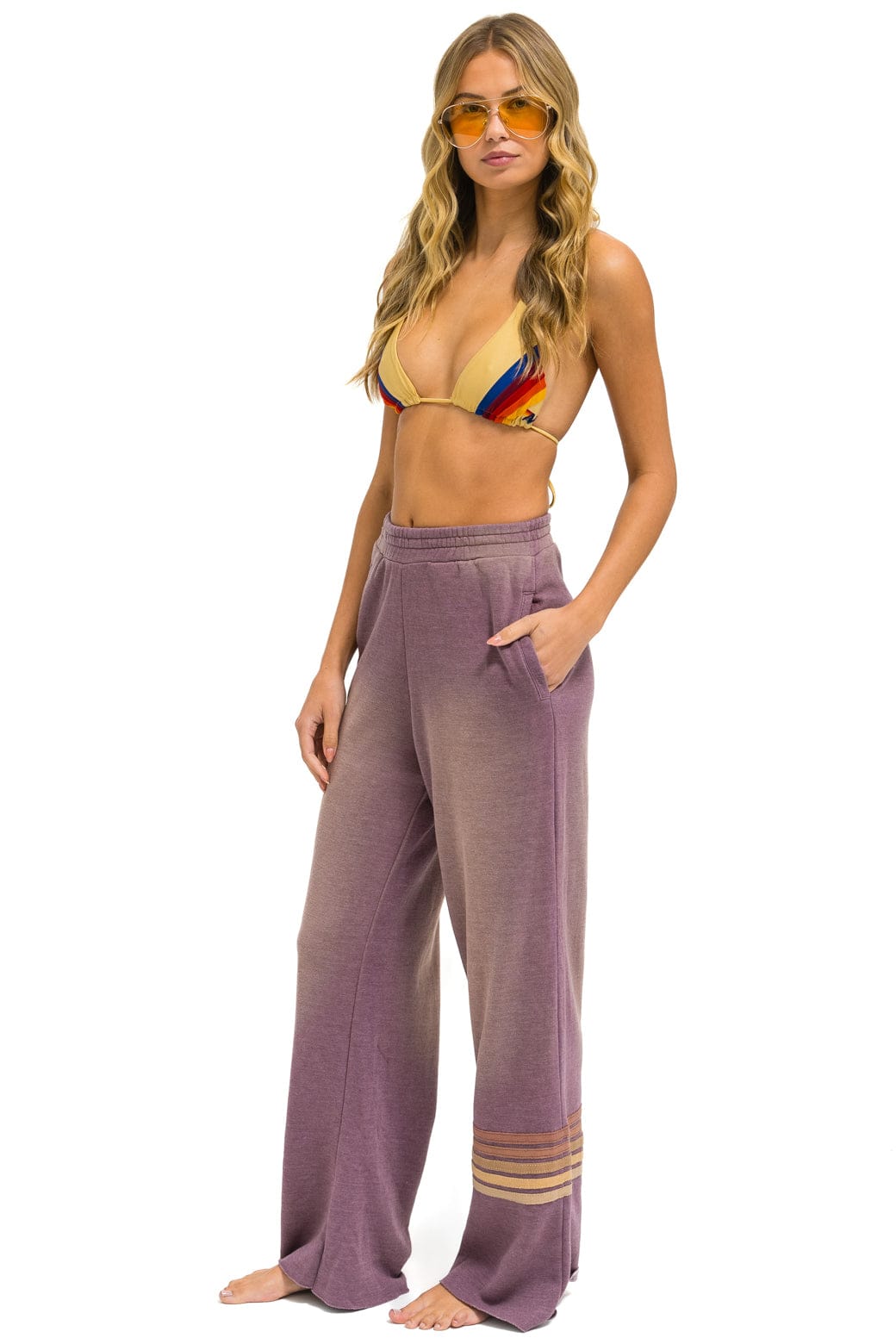 RUGBY STITCH WIDE LEG POCKET SWEATPANTS - FADED MOCHA - Image 2