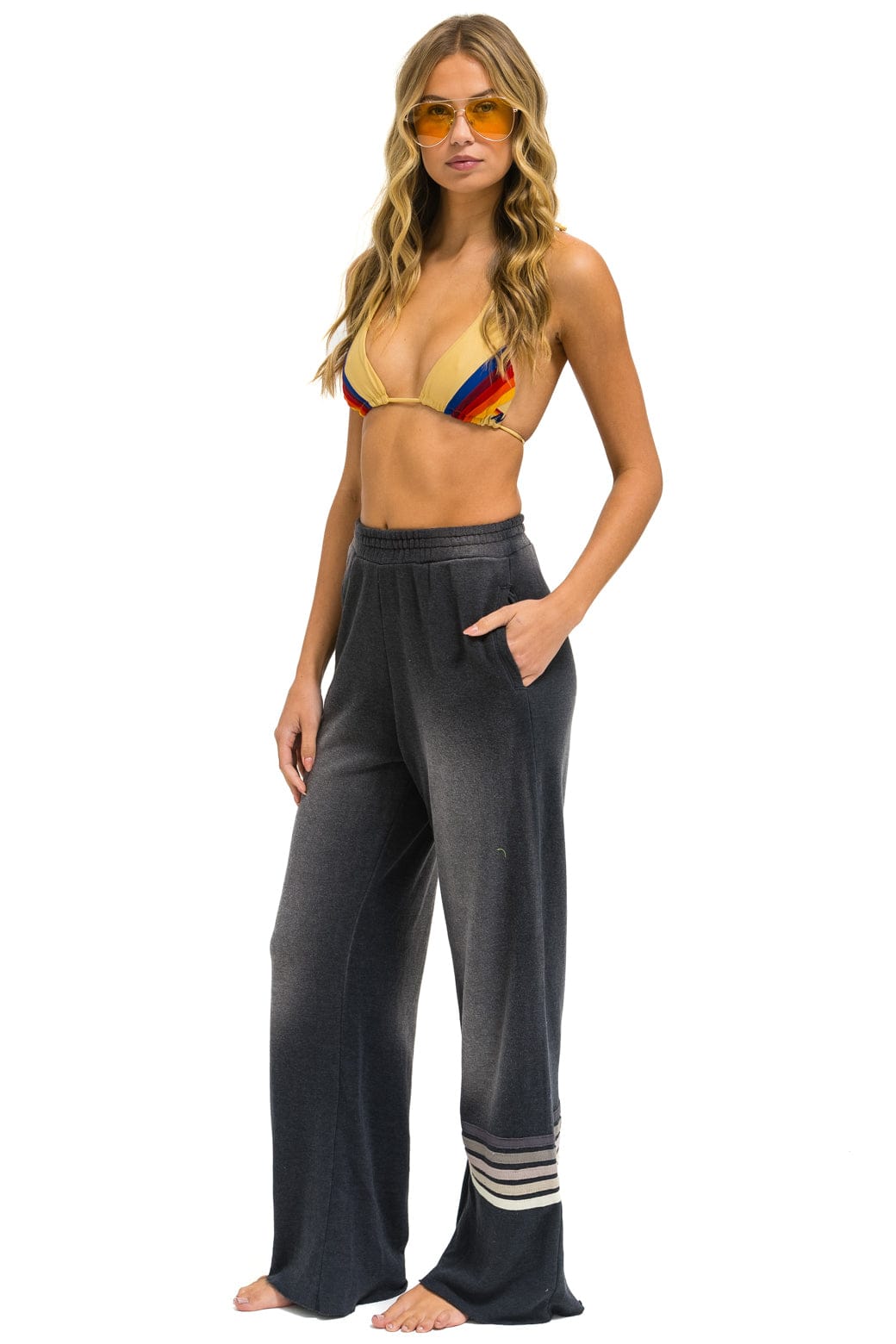 RUGBY STITCH WIDE LEG POCKET SWEATPANTS - FADED SMOKE - Image 2