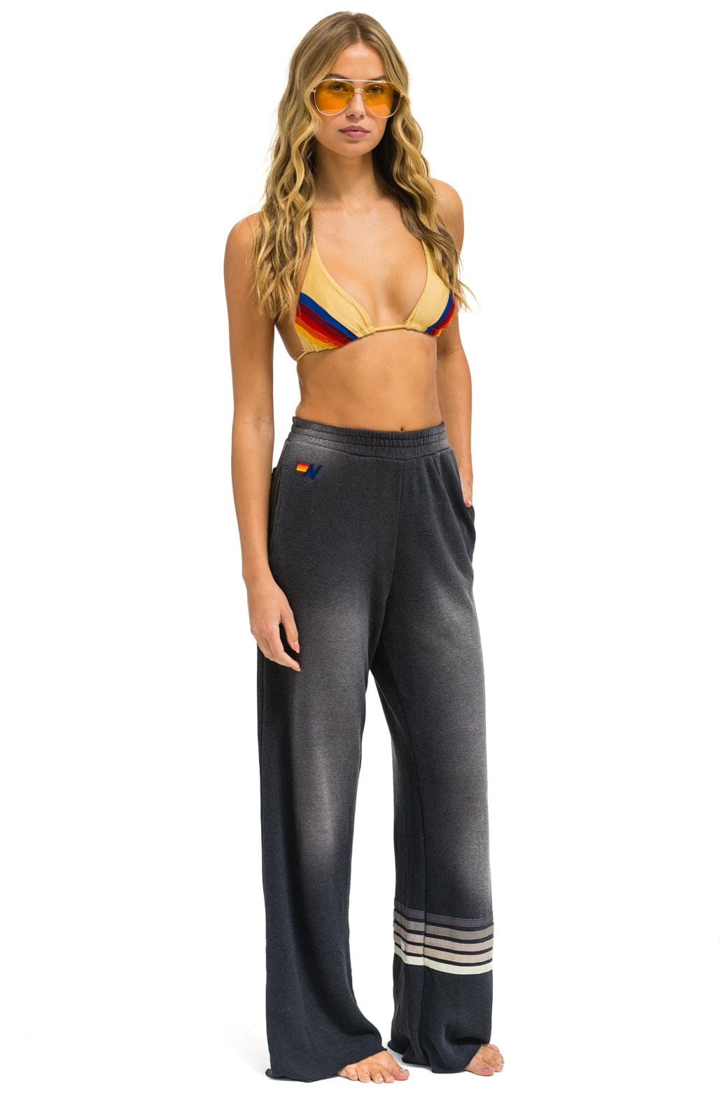 RUGBY STITCH WIDE LEG POCKET SWEATPANTS - FADED SMOKE - Image 3