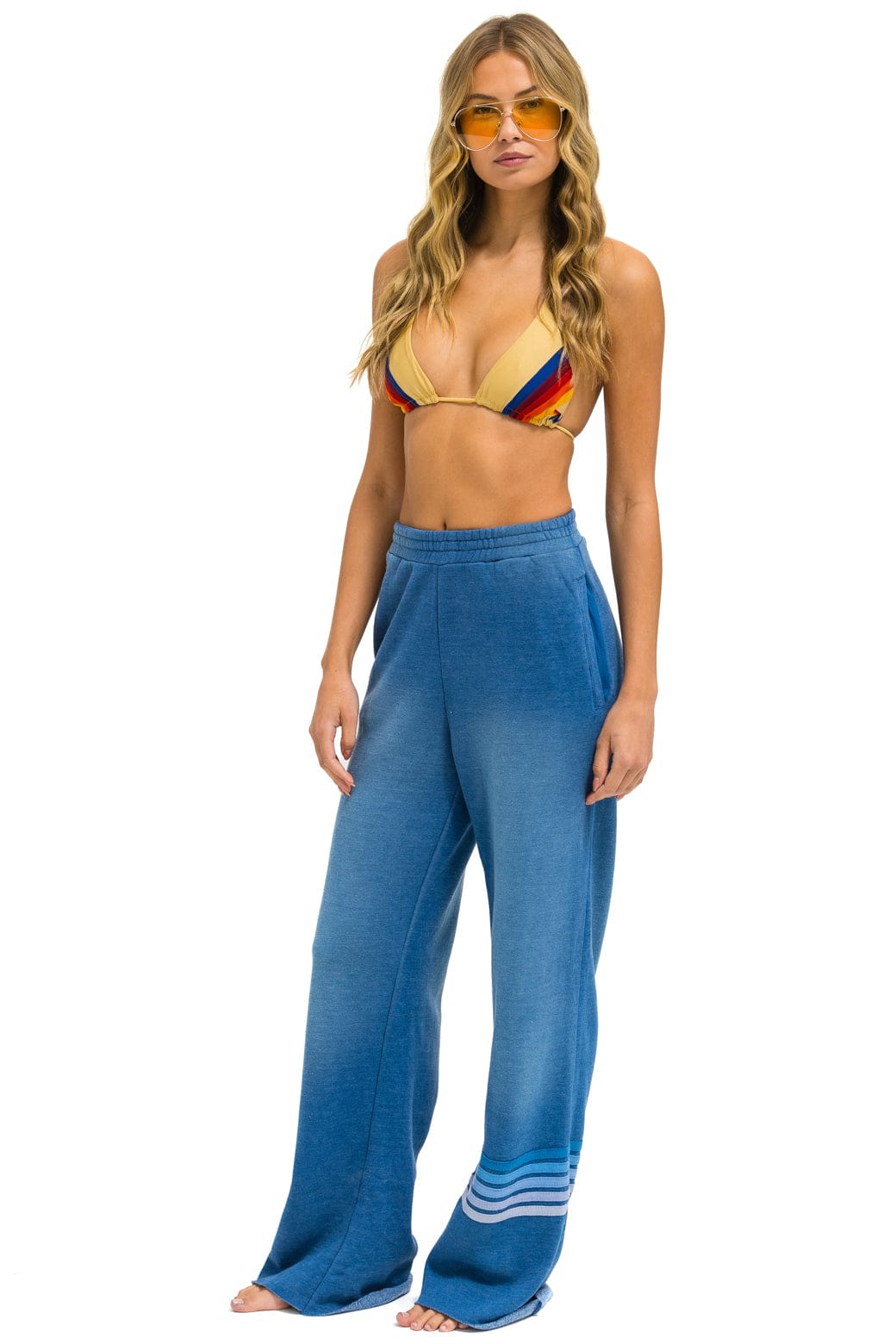 RUGBY STITCH WIDE LEG POCKET SWEATPANTS - FADED WATER - Image 3