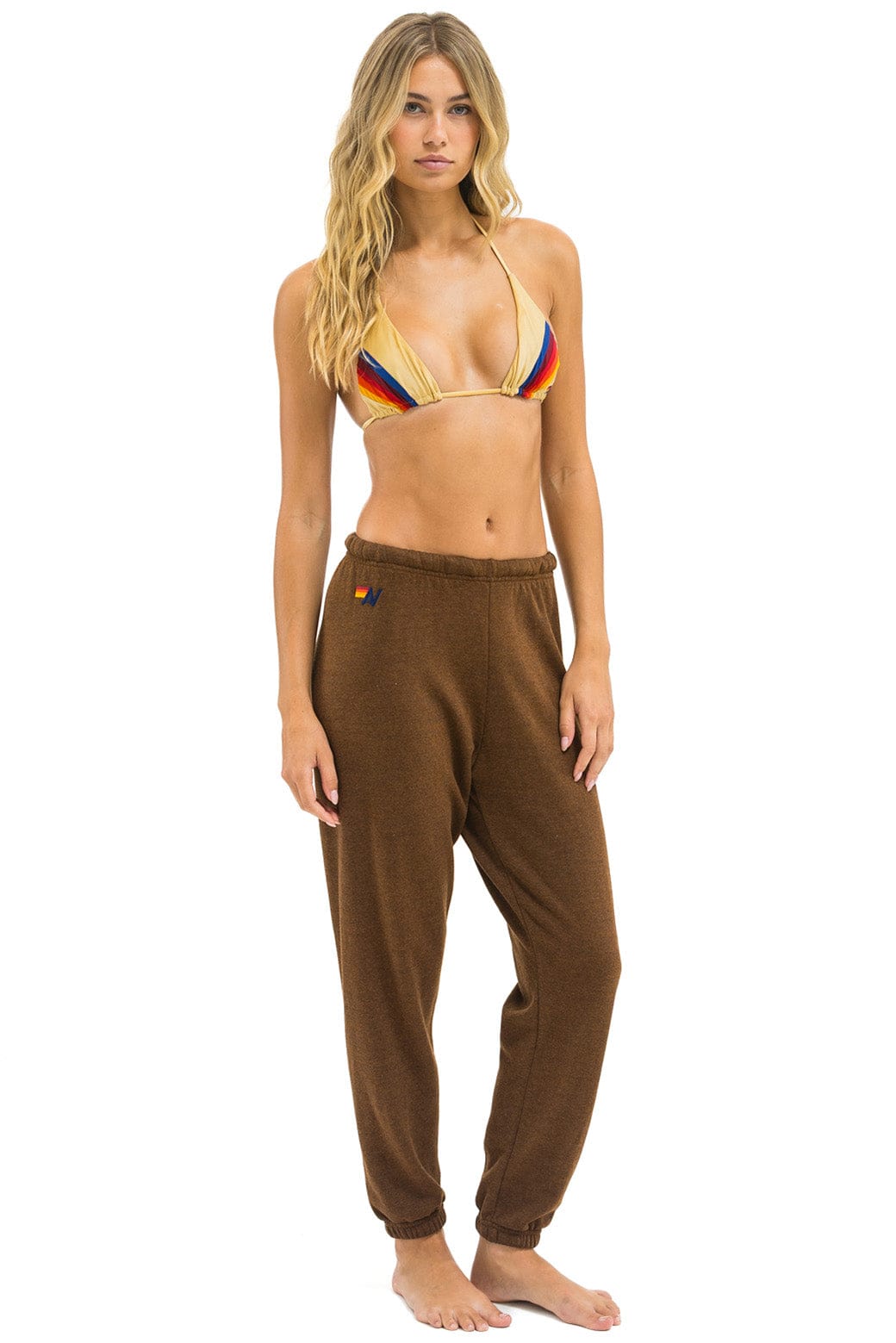 5 STRIPE SWEATPANTS - CHOCOLATE // RAINBOW WHITE - Image 4