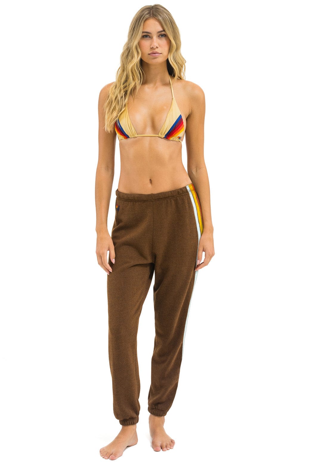 5 STRIPE SWEATPANTS - CHOCOLATE // RAINBOW WHITE - Image 2