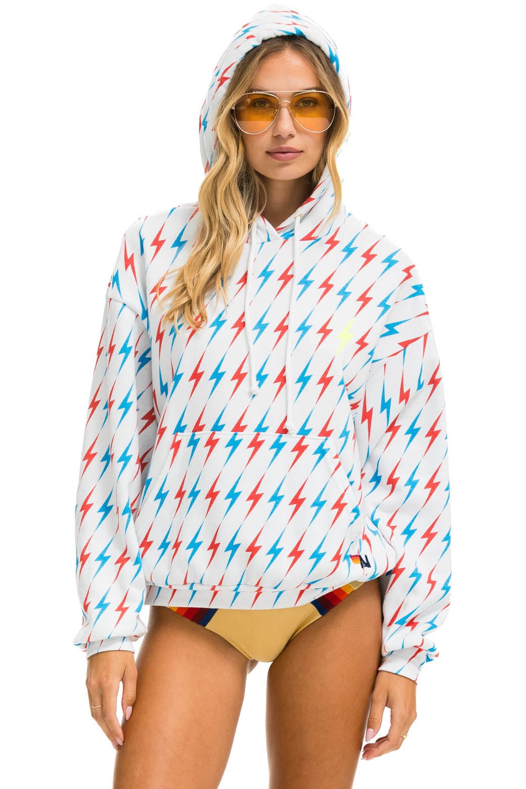 AVIATOR BOLT W/ BOLT EMBROIDERY RELAXED PULLOVER HOODIE - WHITE // USA - Image 3