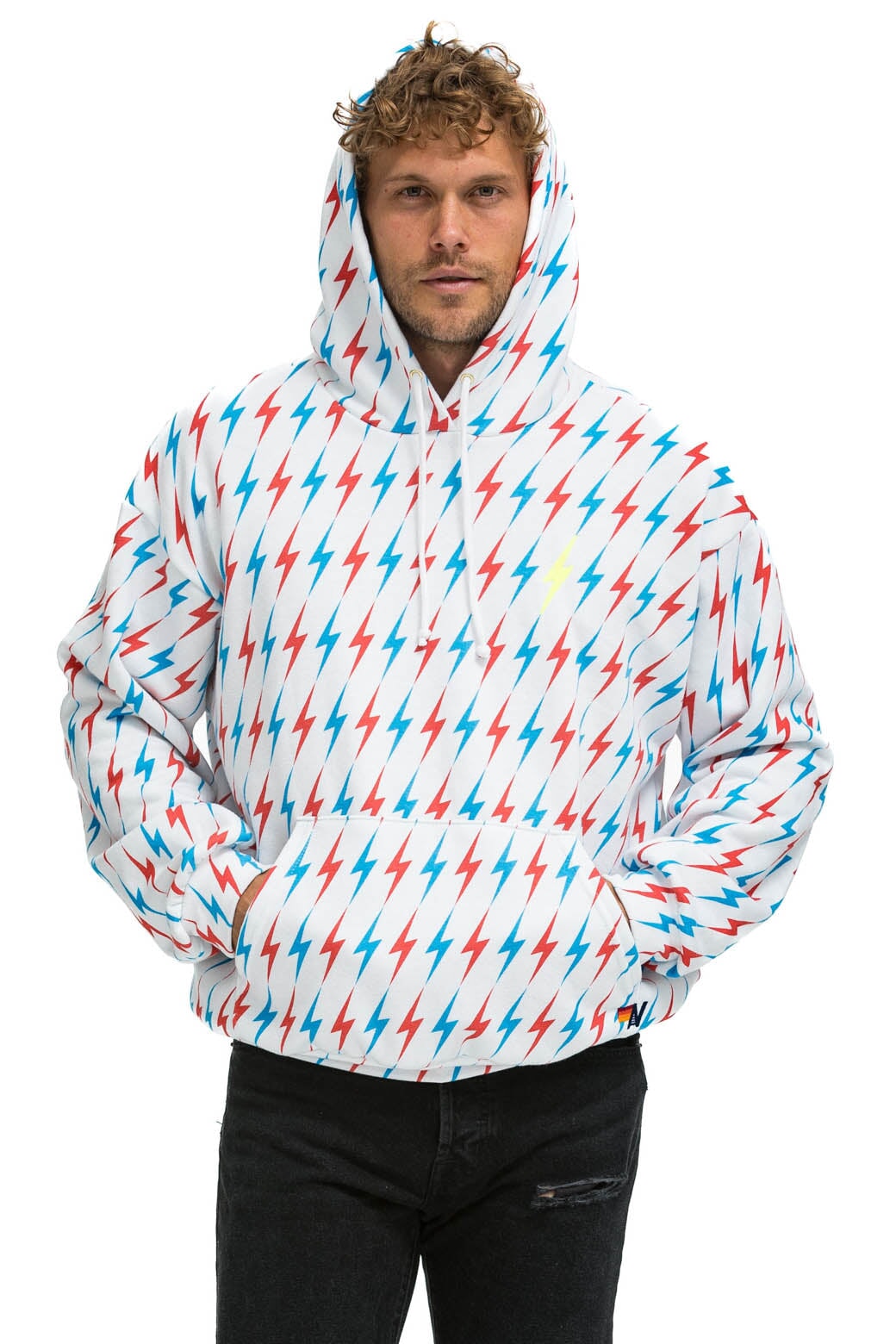 AVIATOR BOLT W/ BOLT EMBROIDERY RELAXED PULLOVER HOODIE - WHITE // USA - Image 2