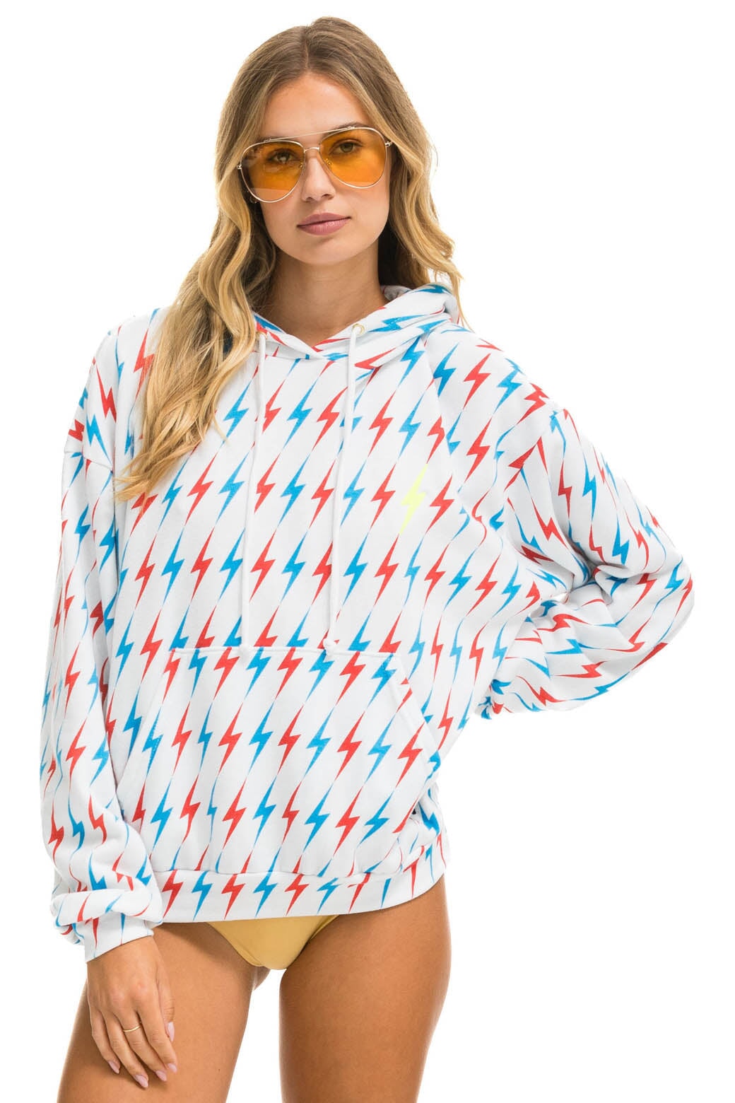 AVIATOR BOLT W/ BOLT EMBROIDERY RELAXED PULLOVER HOODIE - WHITE // USA - Image 5
