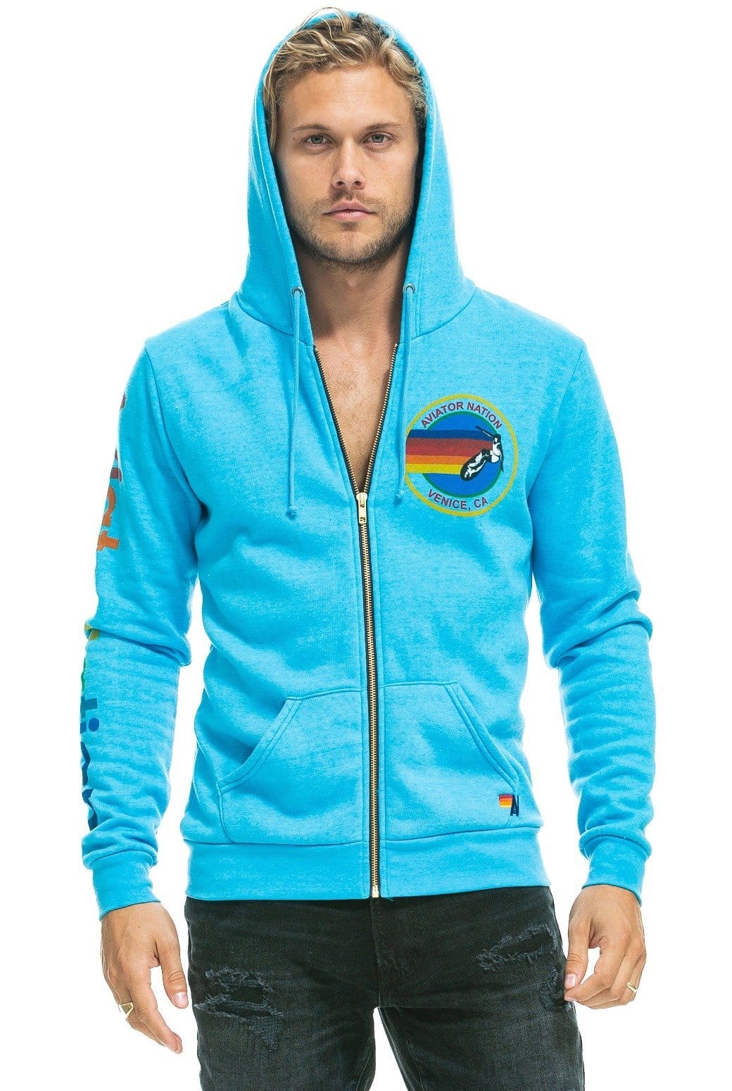 AVIATOR NATION HOODIE - NEON BLUE - Image 2