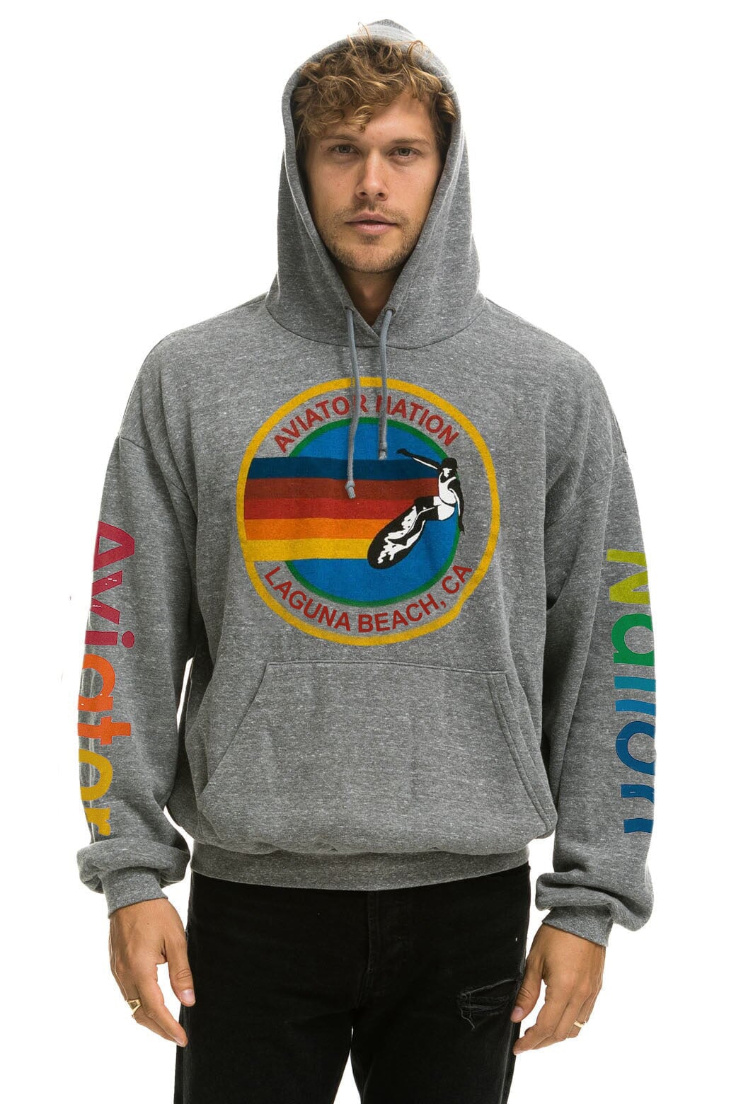 AVIATOR NATION LAGUNA BEACH RELAXED PULLOVER HOODIE - HEATHER GREY - Image 2