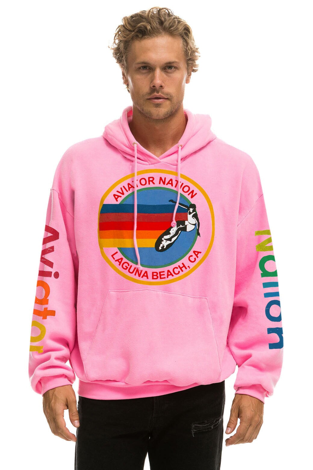 AVIATOR NATION LAGUNA BEACH RELAXED PULLOVER HOODIE - NEON PINK - Image 2