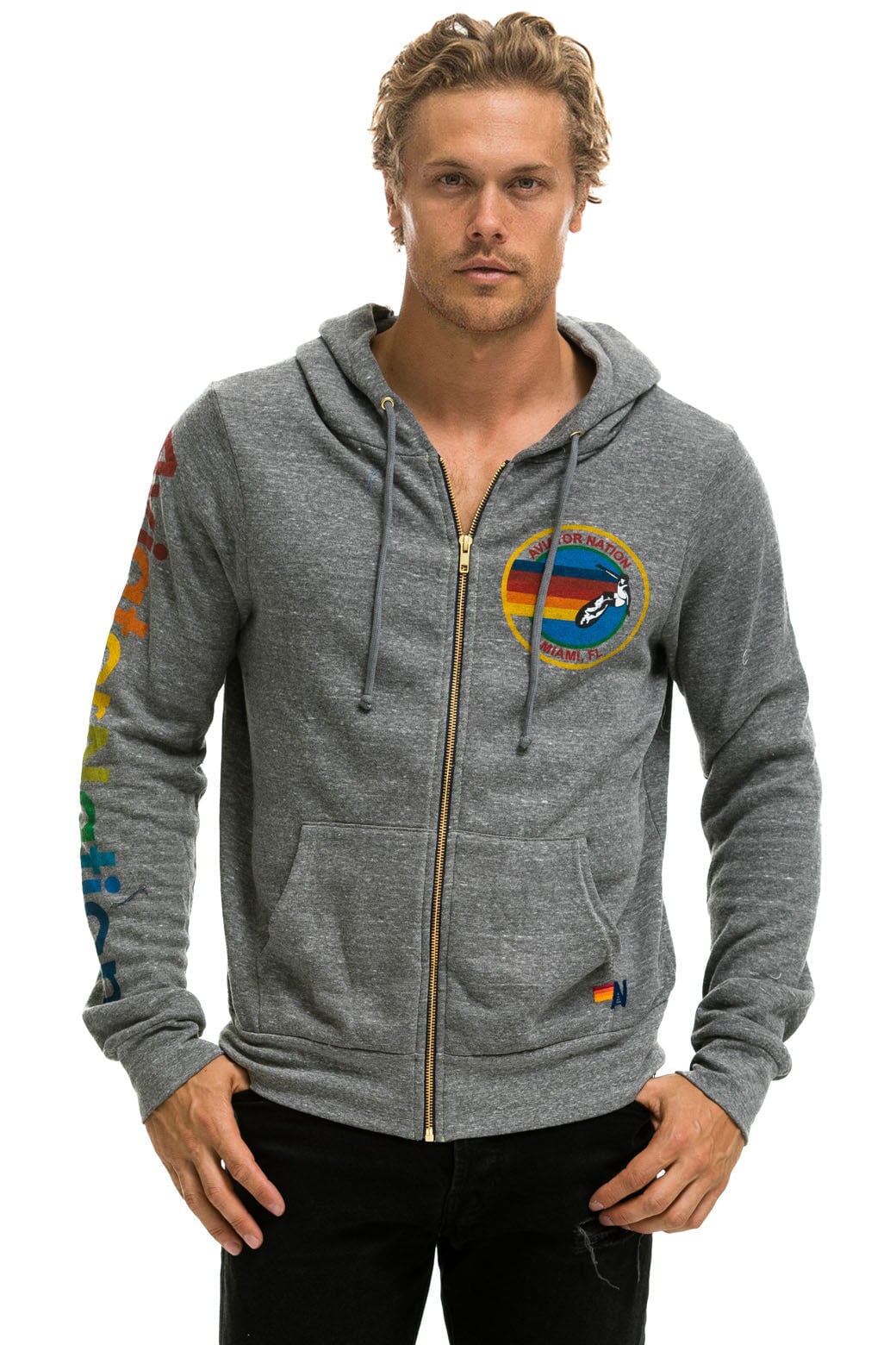 AVIATOR NATION MIAMI HOODIE - HEATHER GREY - Image 2