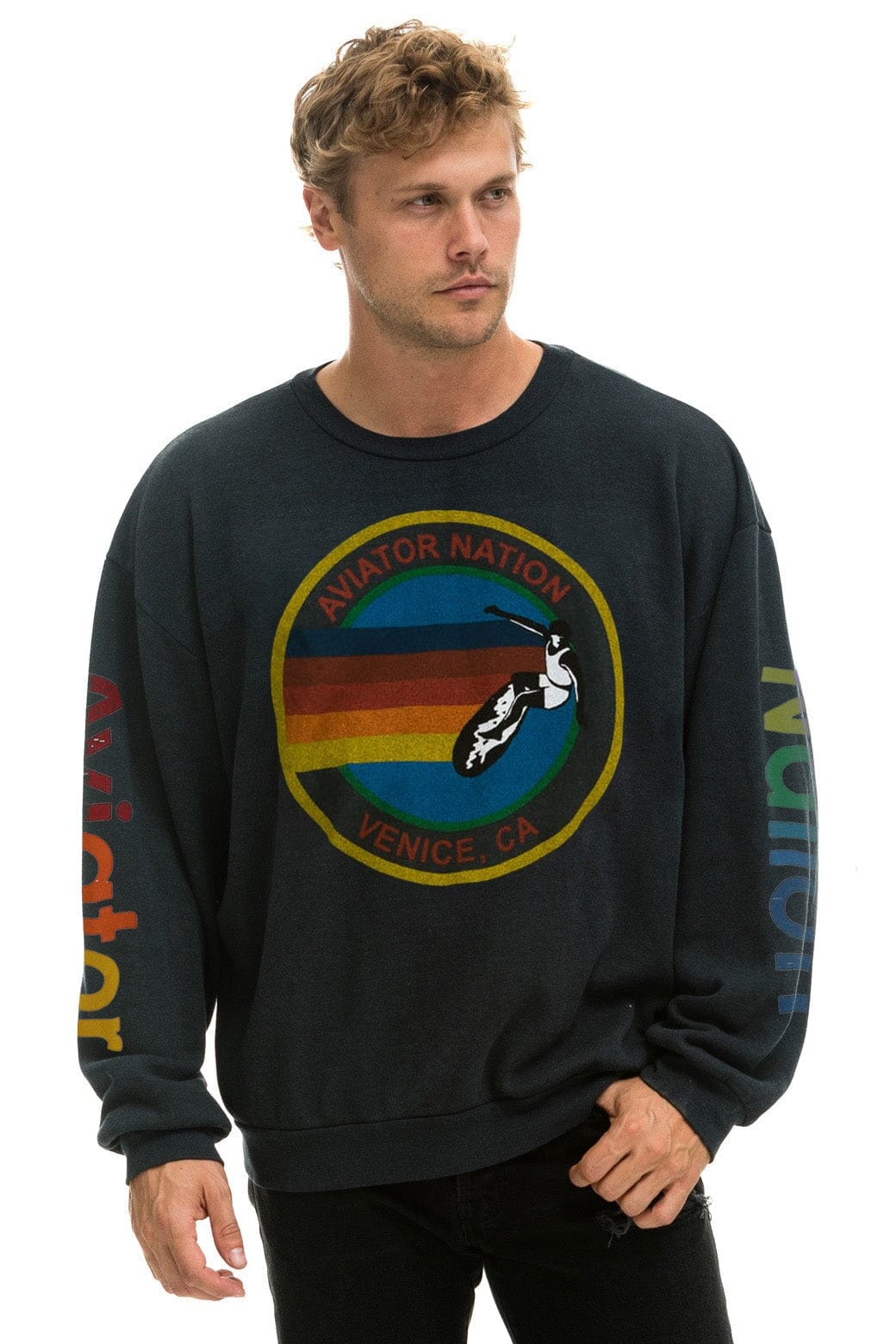 AVIATOR NATION RELAXED CREW SWEATSHIRT - CHARCOAL - Image 2