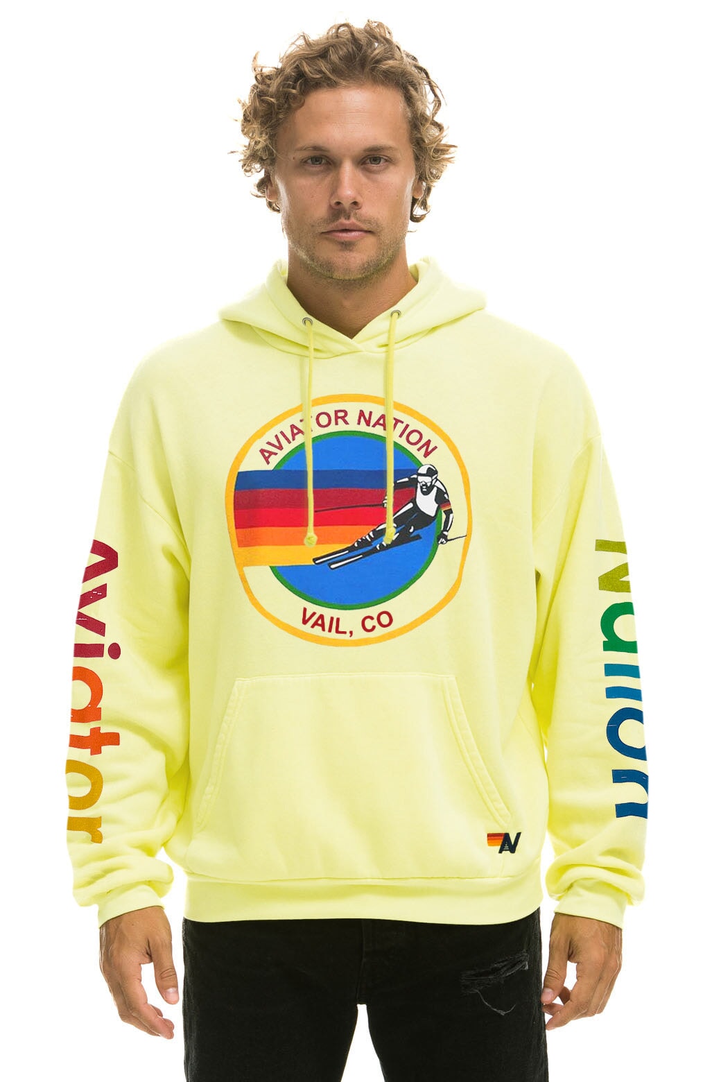 AVIATOR NATION VAIL RELAXED PULLOVER HOODIE - NEON YELLOW - Image 2