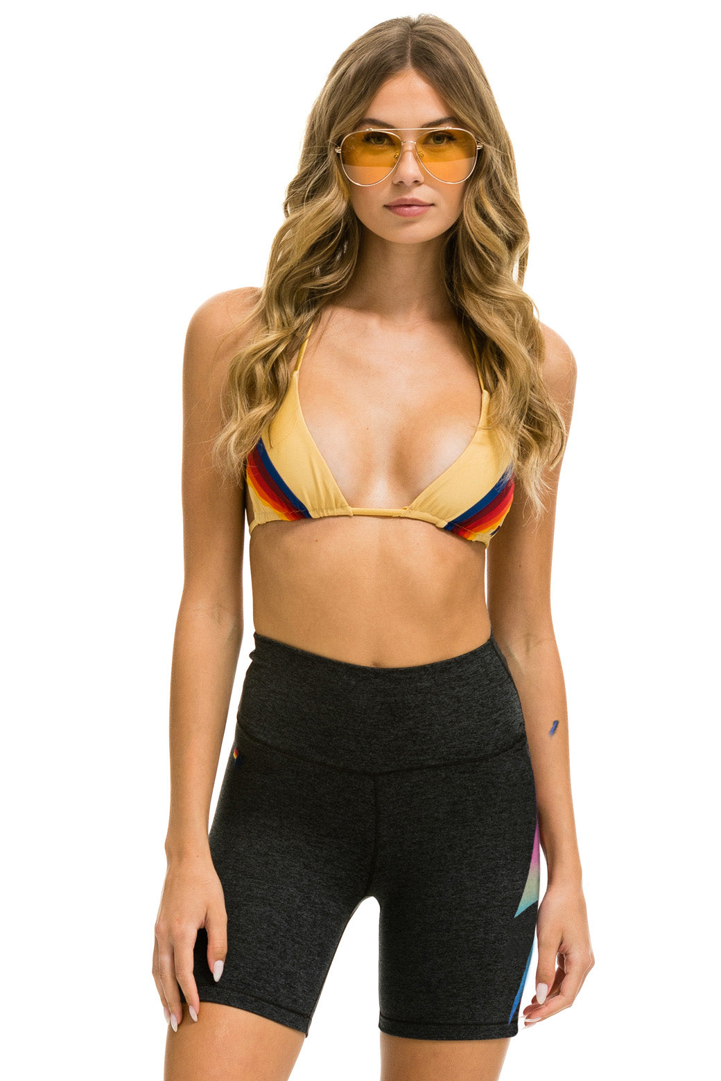 BOLT FADE 6IN HI-RISE BIKER SHORT - CHARCOAL // RAINBOW PINK - Image 2