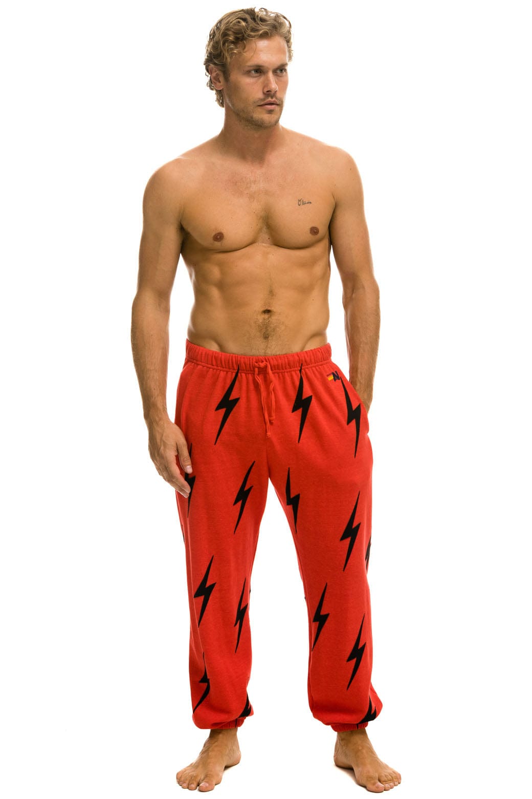 BOLT STITCH REPEAT SWEATPANTS - RED // BLACK - Image 5