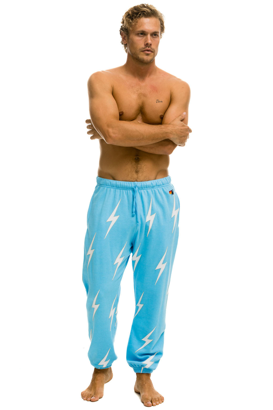 BOLT STITCH REPEAT SWEATPANTS - SKY // WHITE - Image 5
