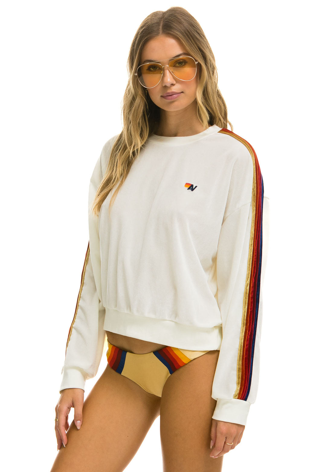 CLASSIC VELVET RELAXED SWEATSHIRT - WHITE - Image 5